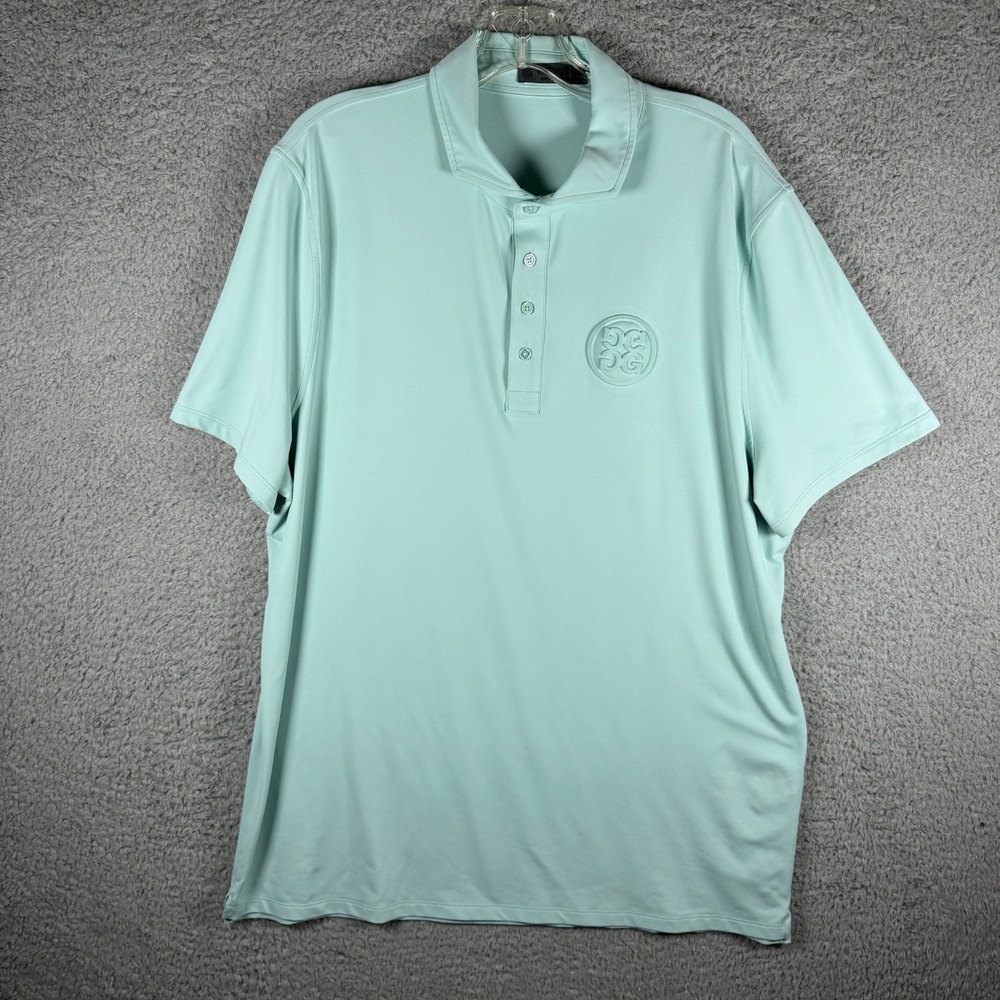 G/FORE Men's XL Teal Marine Contrast Collar Tech Pique Polo Golf